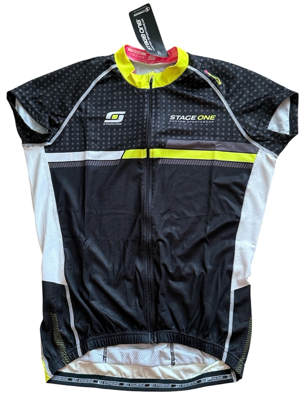 MENS STAGE ONE FULL ZIP SHORT SLEEVED CYCLING JERSEY LIGHTWEIGHT SIZE LARGE